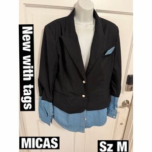 Black and Blue Denim Women's Blazer by Micas New with tags